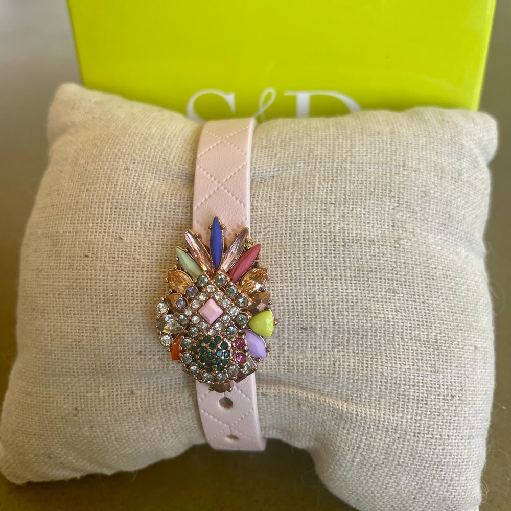 KEEP Collective pink quilted band and rose gold jeweled charm.
